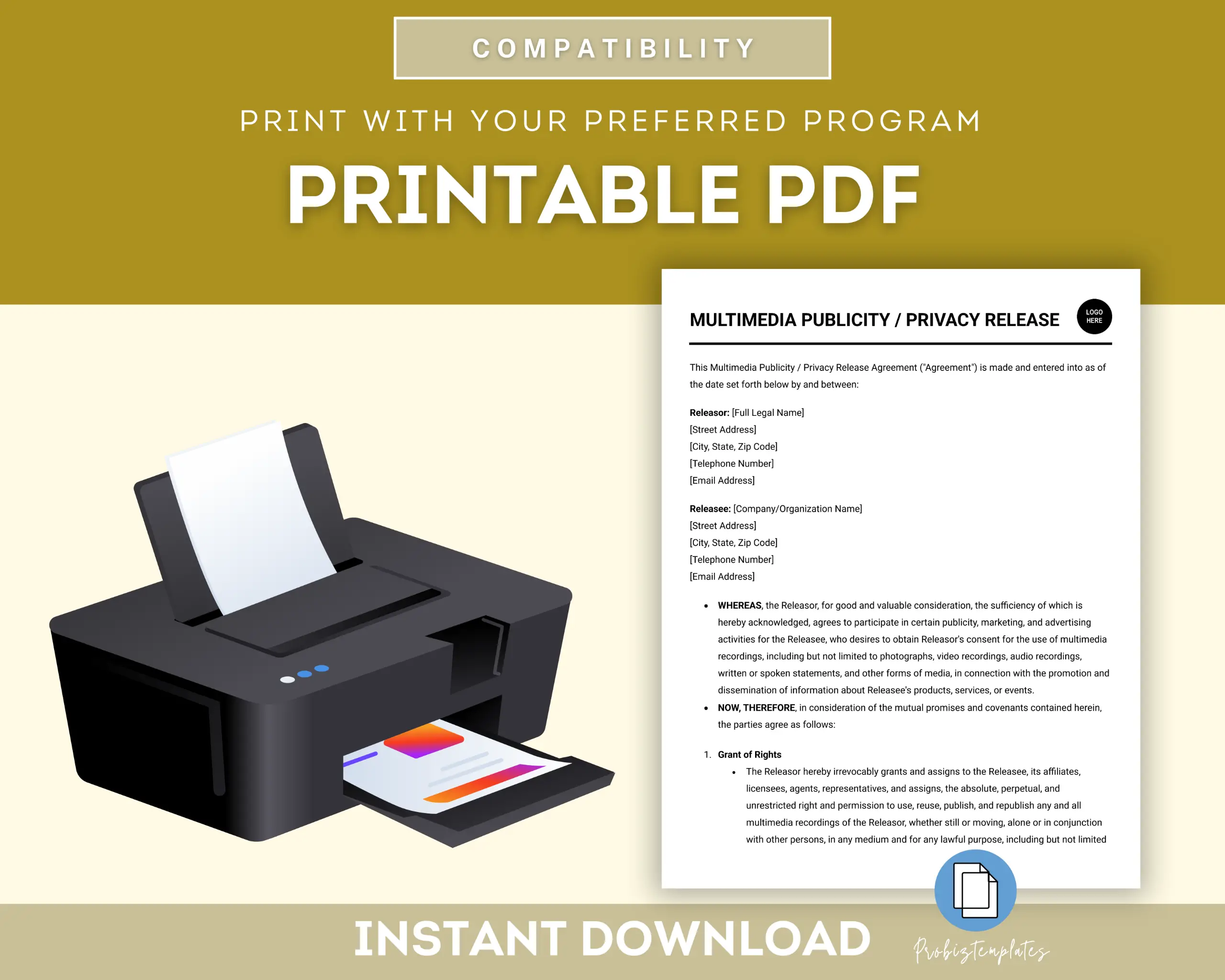 Multimedia Publicity Privacy Release Agreement Template - Image 5