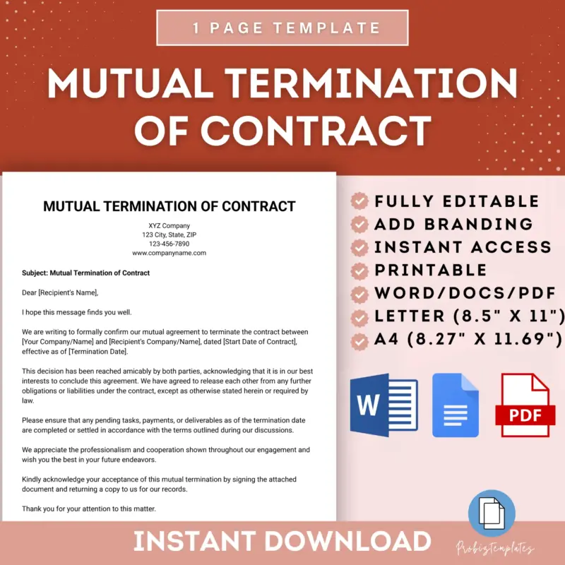 Mutual Termination of Contract Template