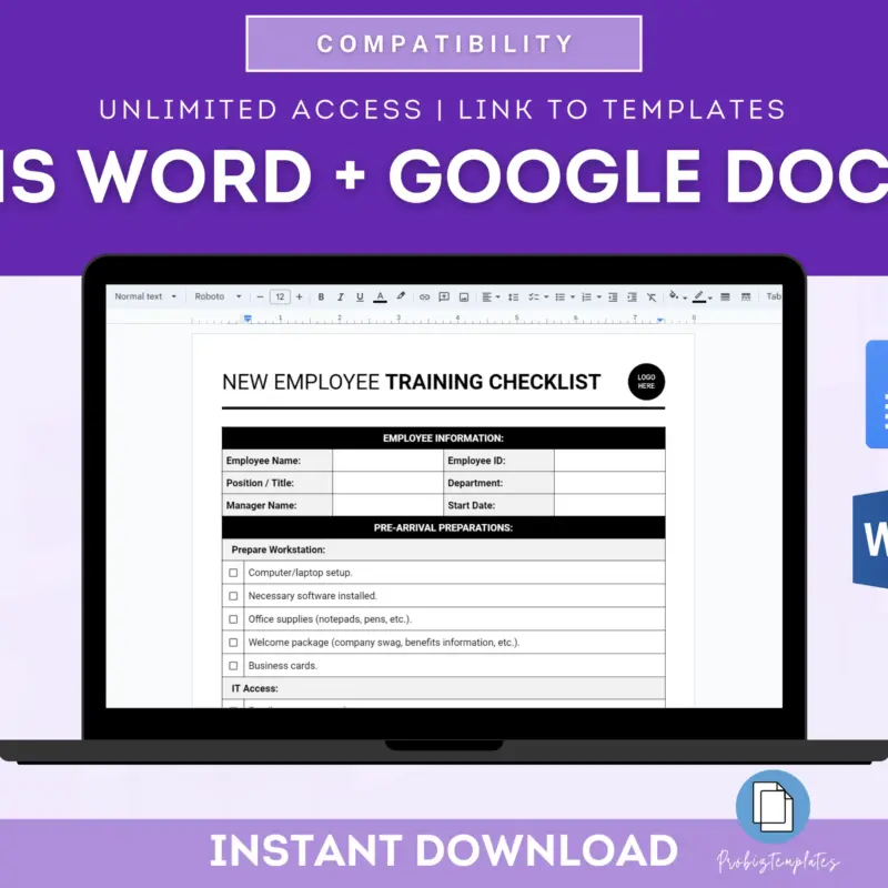 New Employee Training Checklist Template | ProBizTemplates