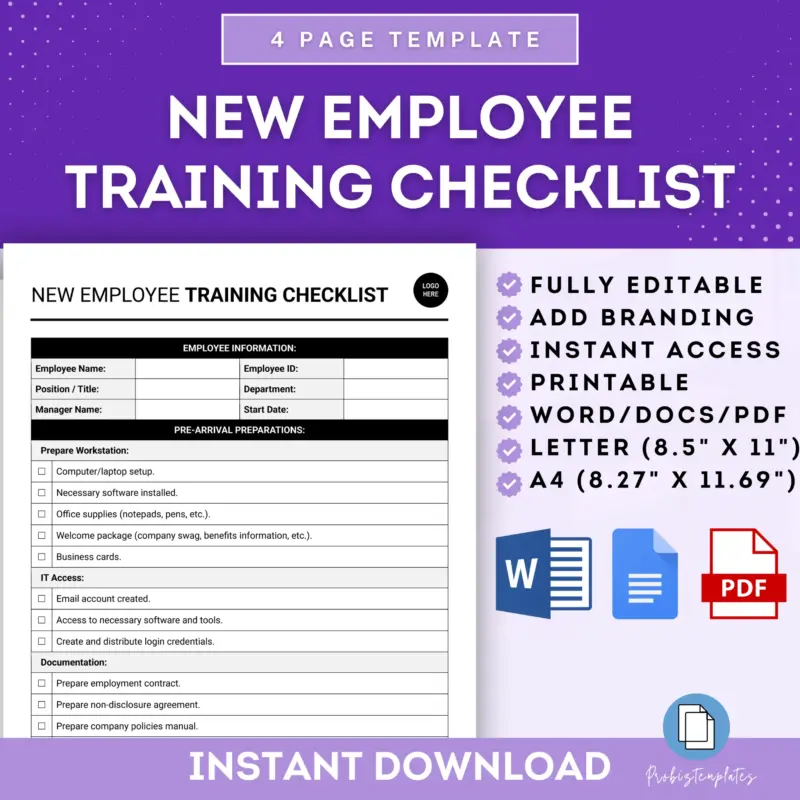 New Employee Training Checklist Template