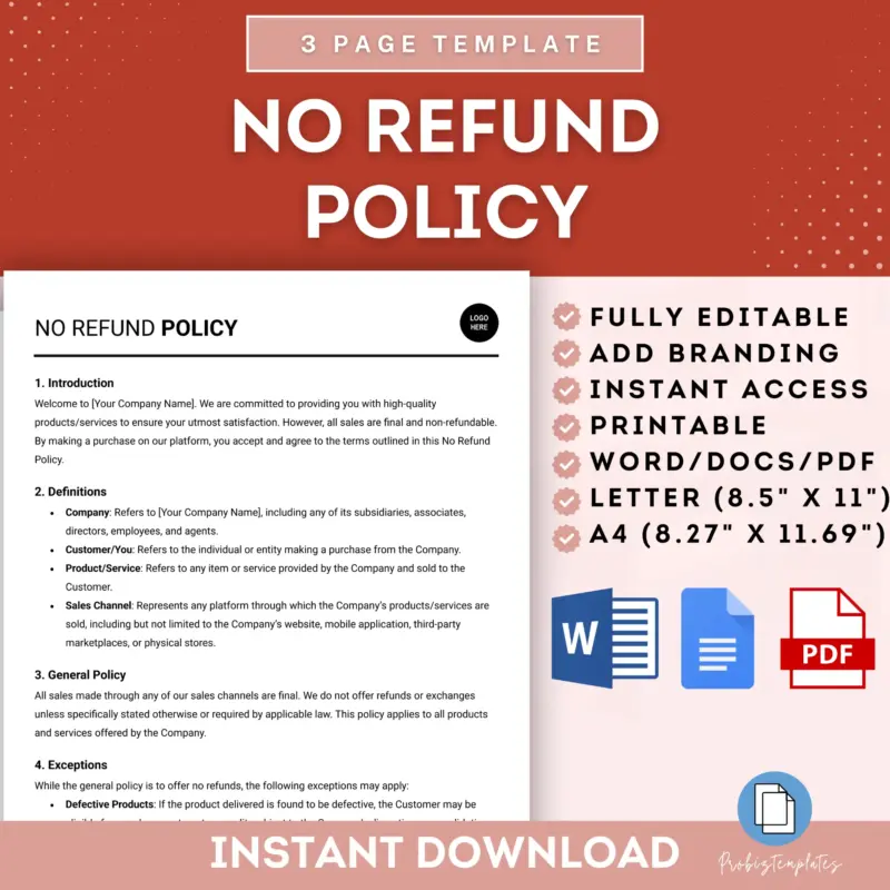 No Refund Policy Template