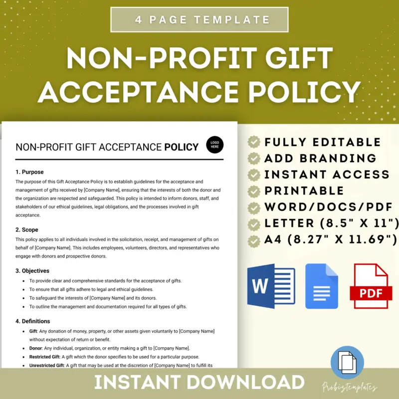 Non-Profit Gift Acceptance Policy Template