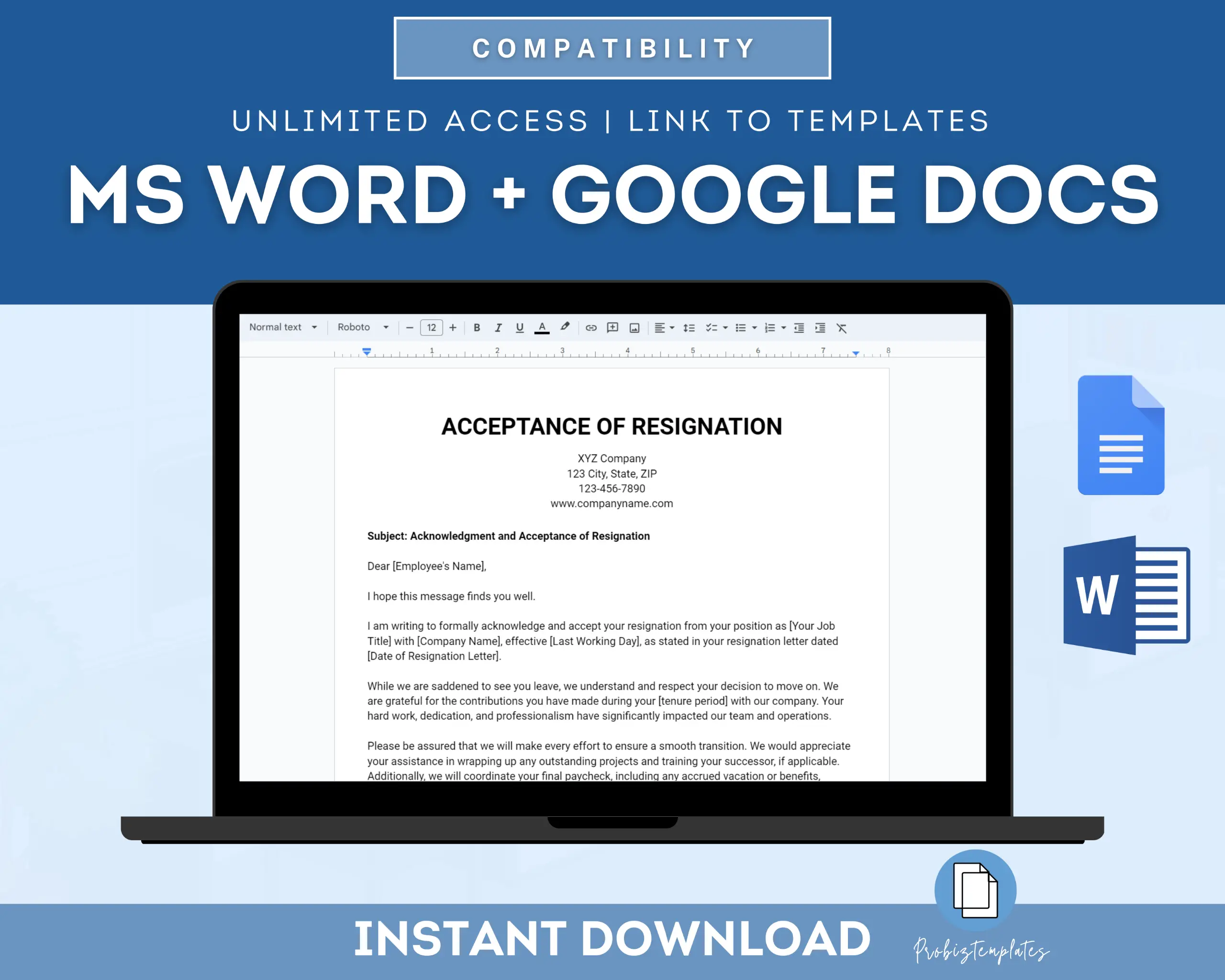 Notice To Accept Resignation Letter Template - Image 2