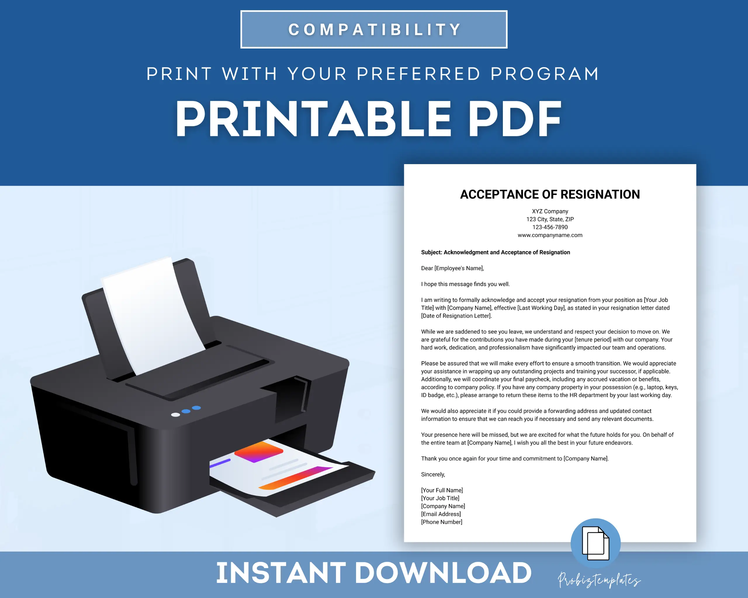 Notice To Accept Resignation Letter Template - Image 3