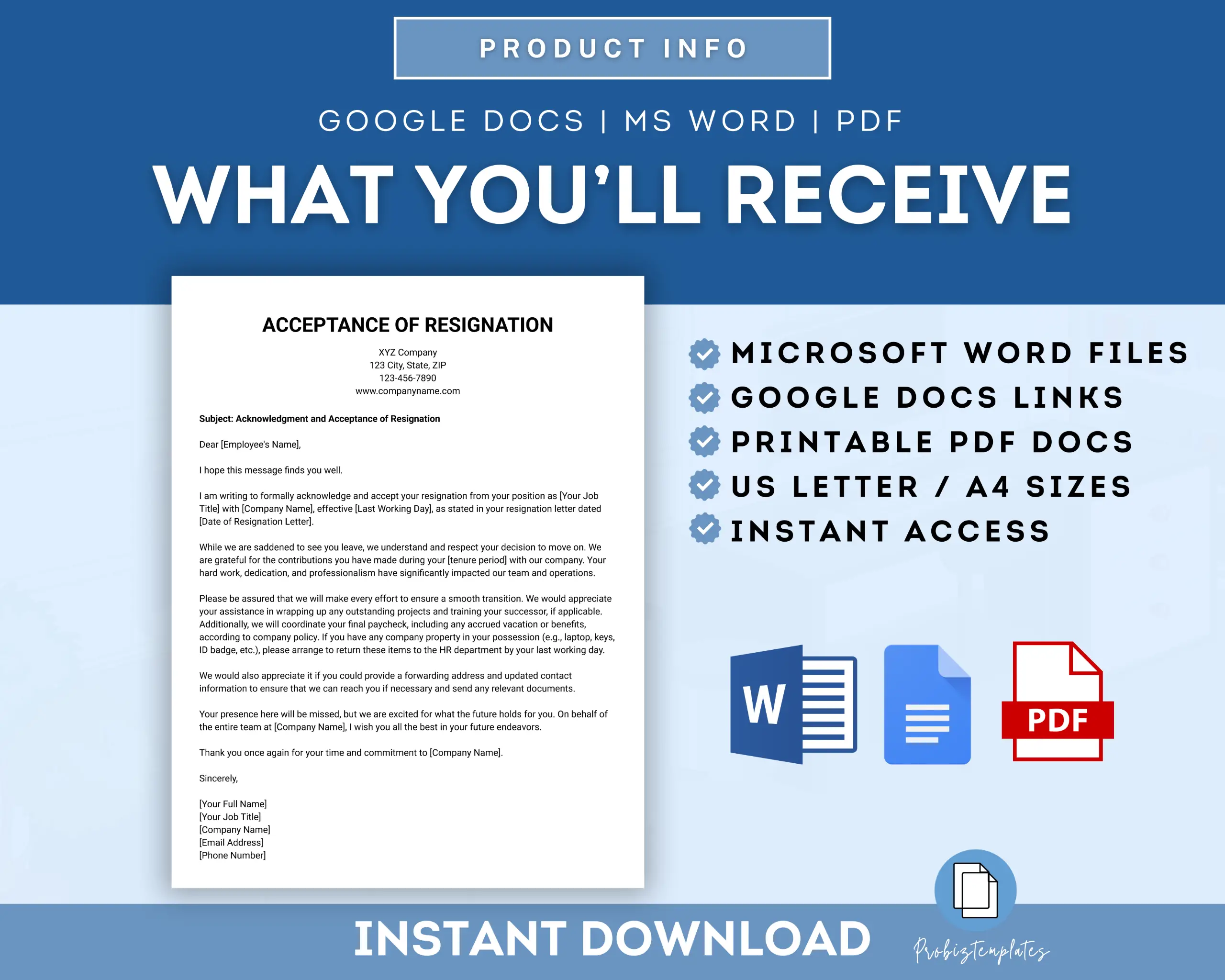 Notice To Accept Resignation Letter Template - Image 4
