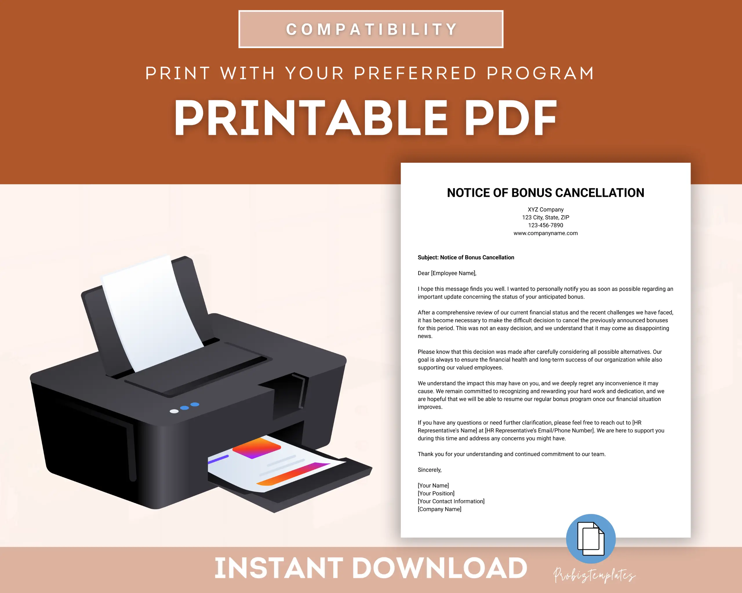 Notice of Bonus Cancellation Letter Template - Image 3