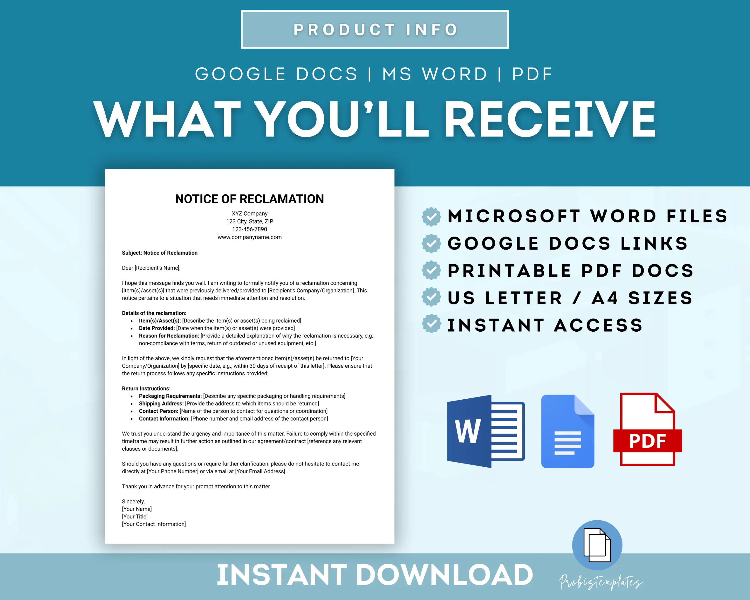 Notice of Reclamation Letter Template - Image 4