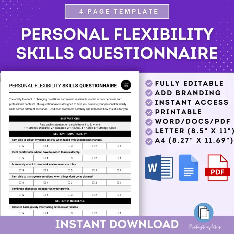 Personal Flexibility Skills Questionnaire Template