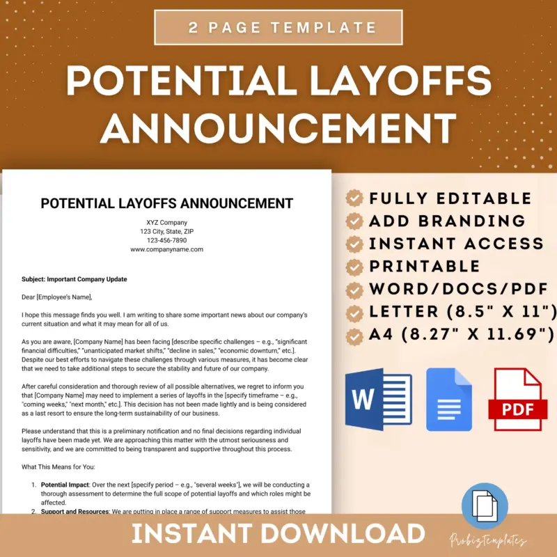 Potential Layoffs Announcement Template