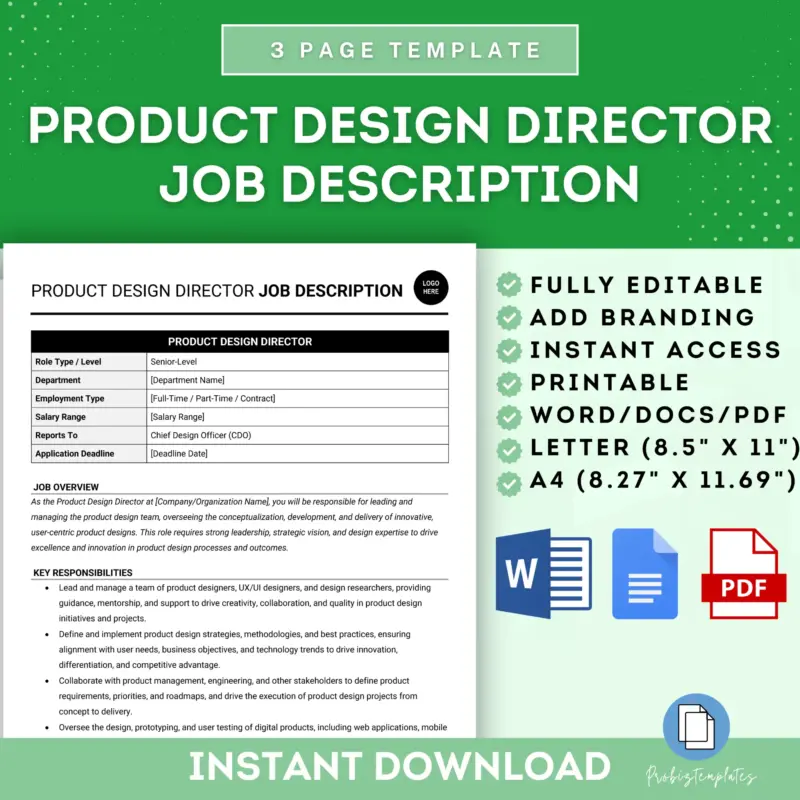 Product Design Director Job Description Template