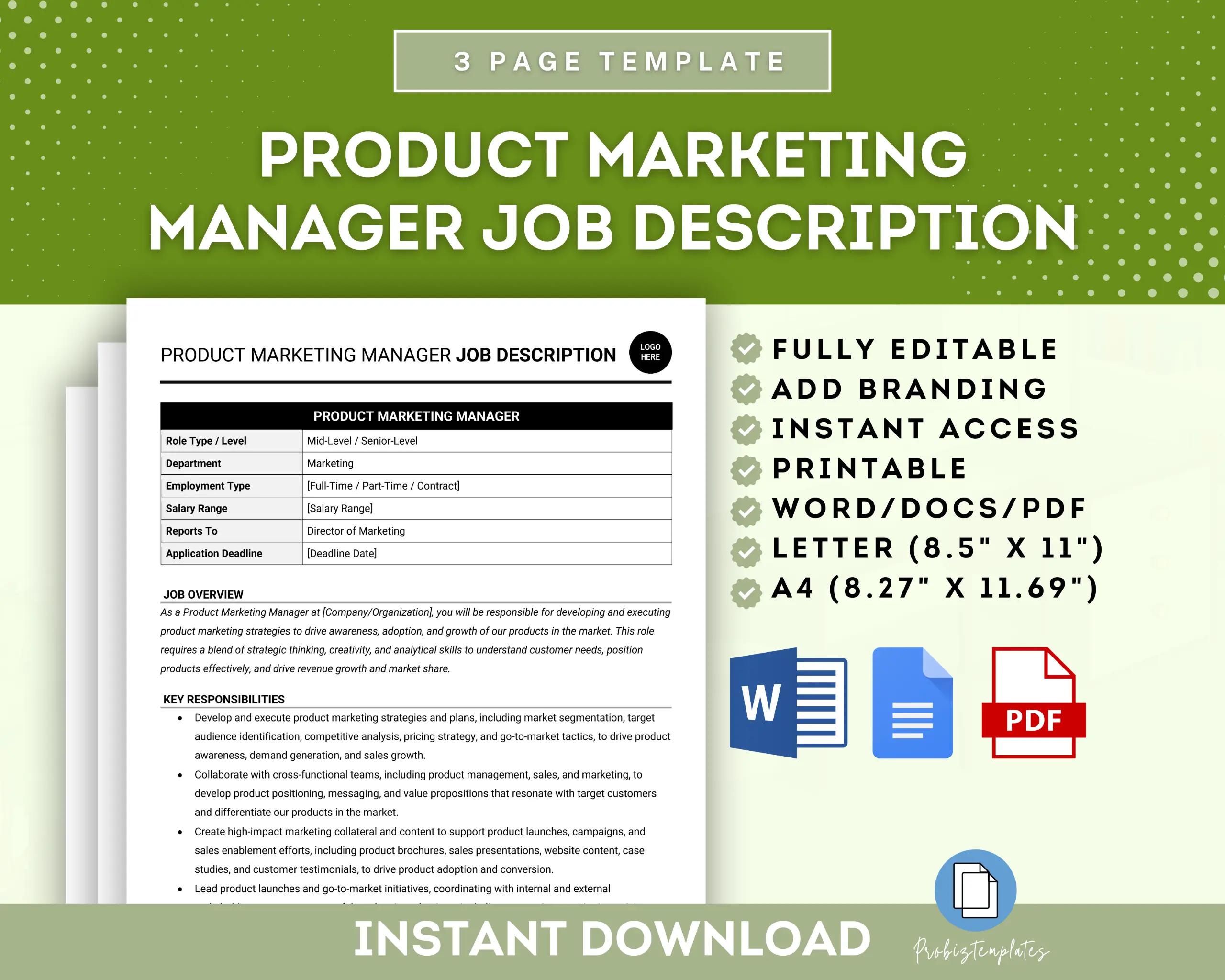 Product Marketing Manager Job Description Template