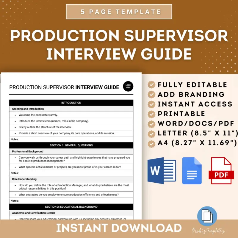Production Supervisor Interview Guide Template