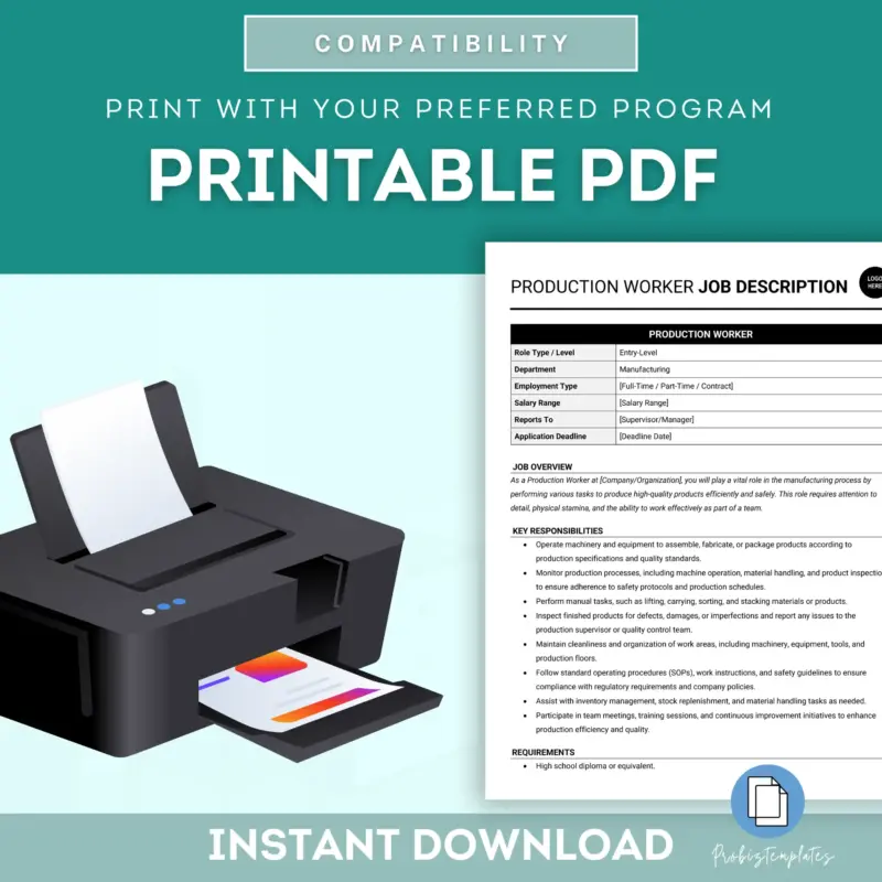 Production Worker Job Description Template | ProBizTemplates