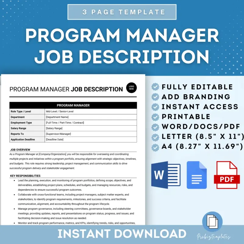 Program Manager Job Description Template