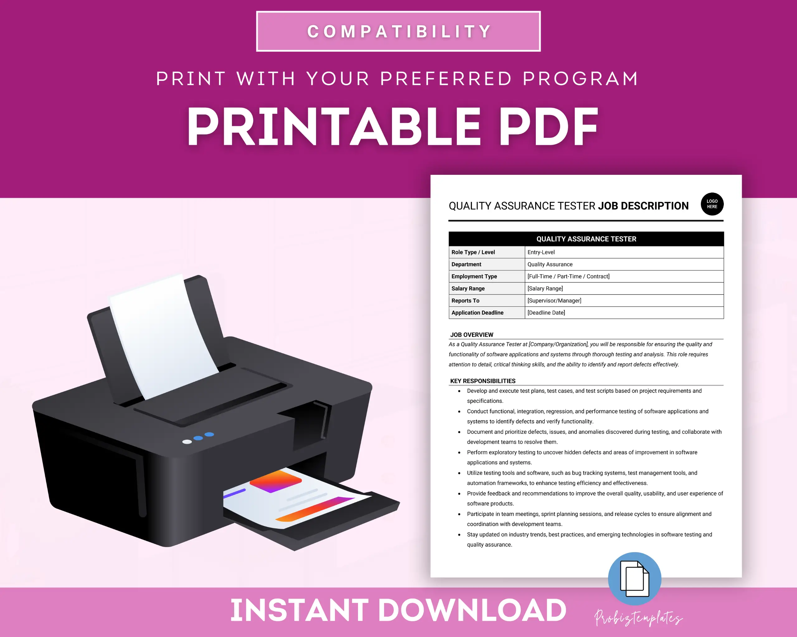 QA Tester Job Description Template ProBizTemplates qa-tester-job-description-template-probiztemplates