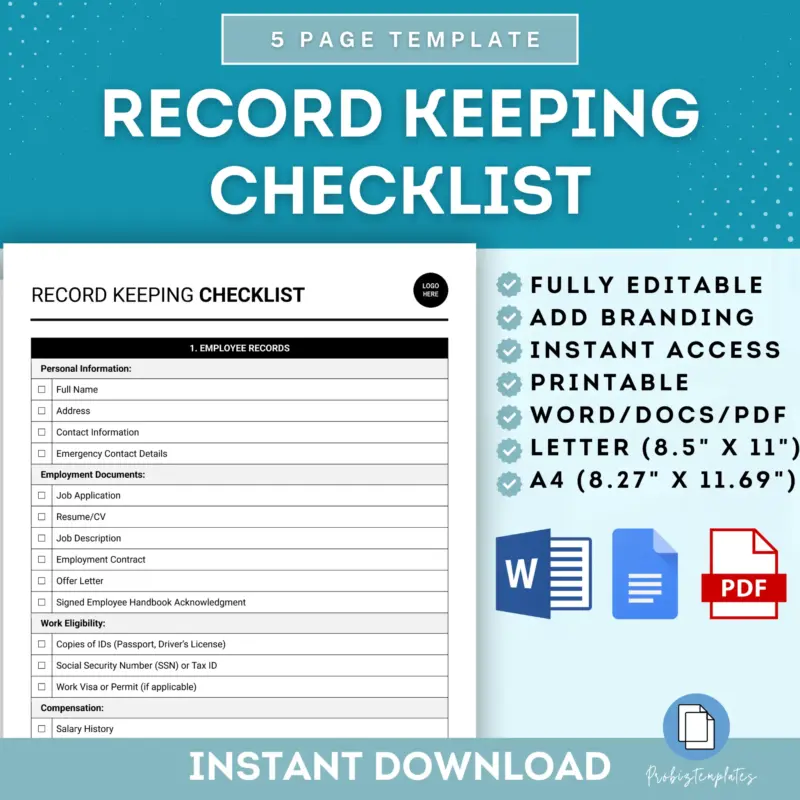 Record Keeping Checklist