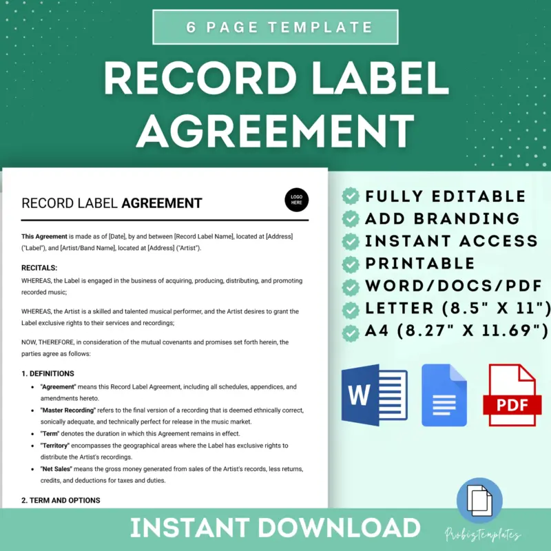 Record Label Agreement Template