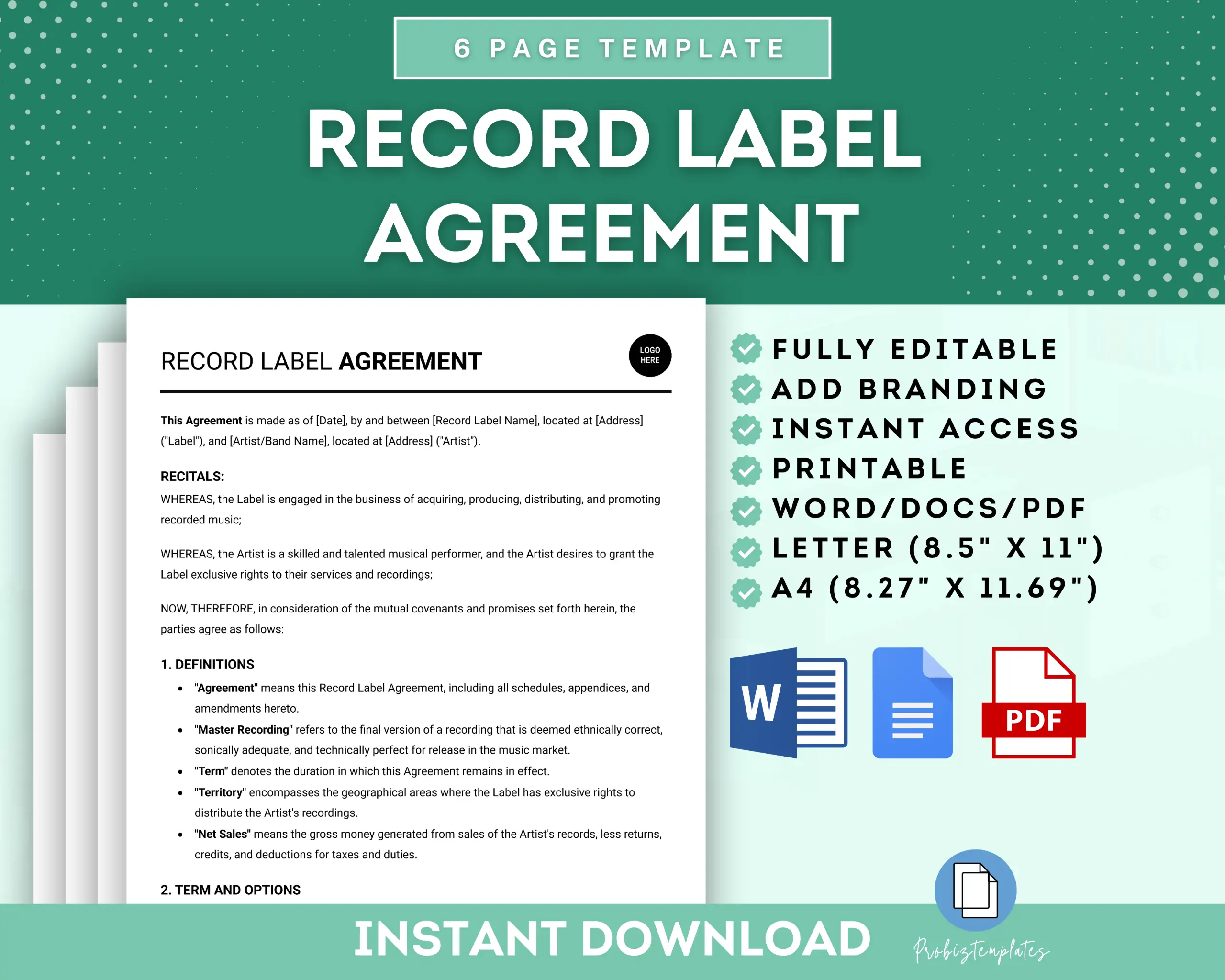 Record Label Agreement Template