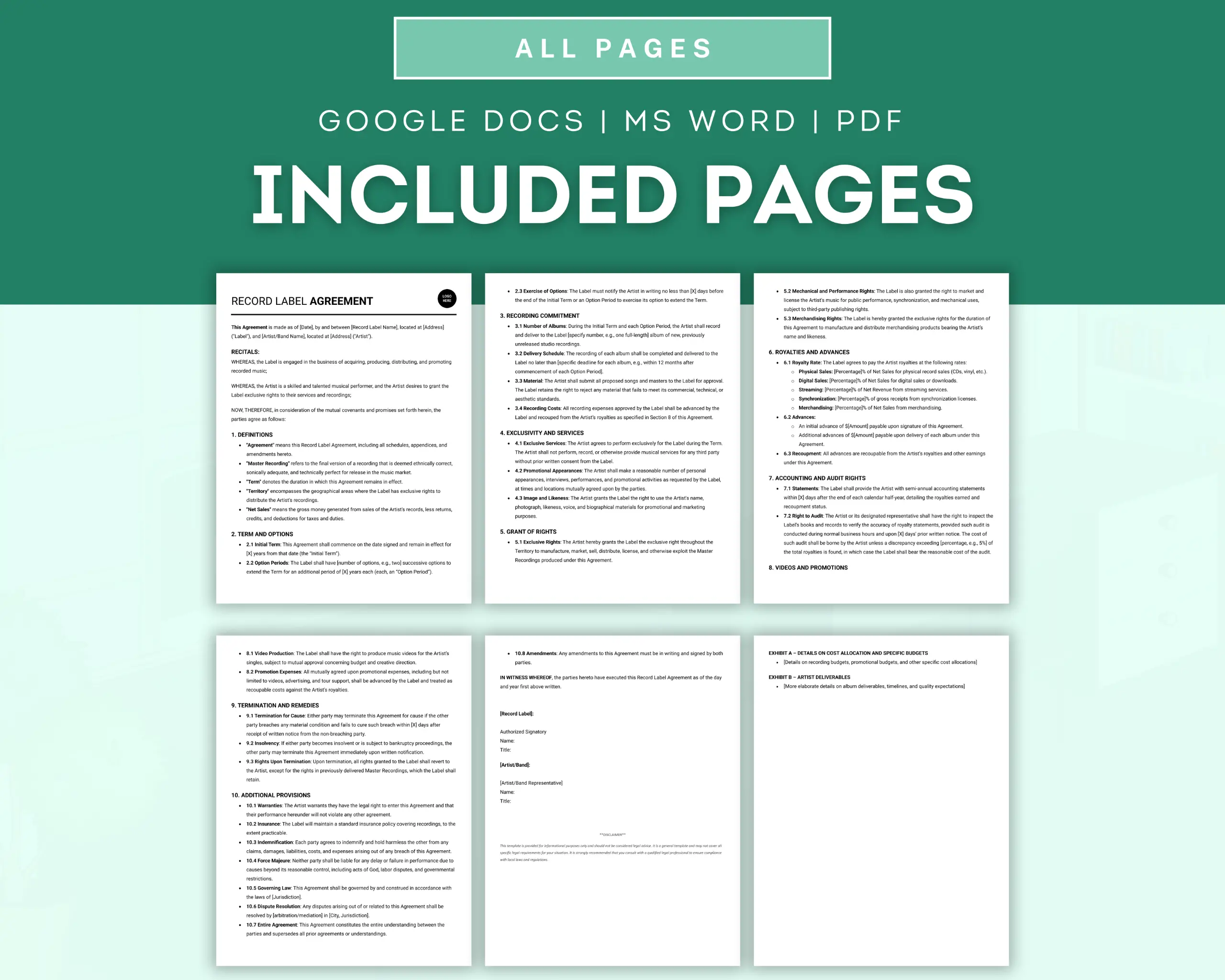 Record Label Agreement Template - Image 2