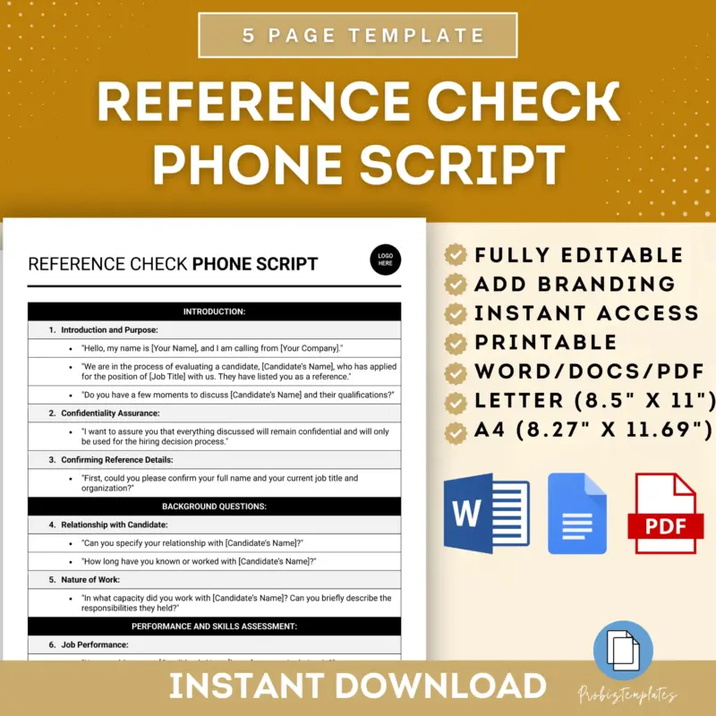 Reference Check Phone Script Template