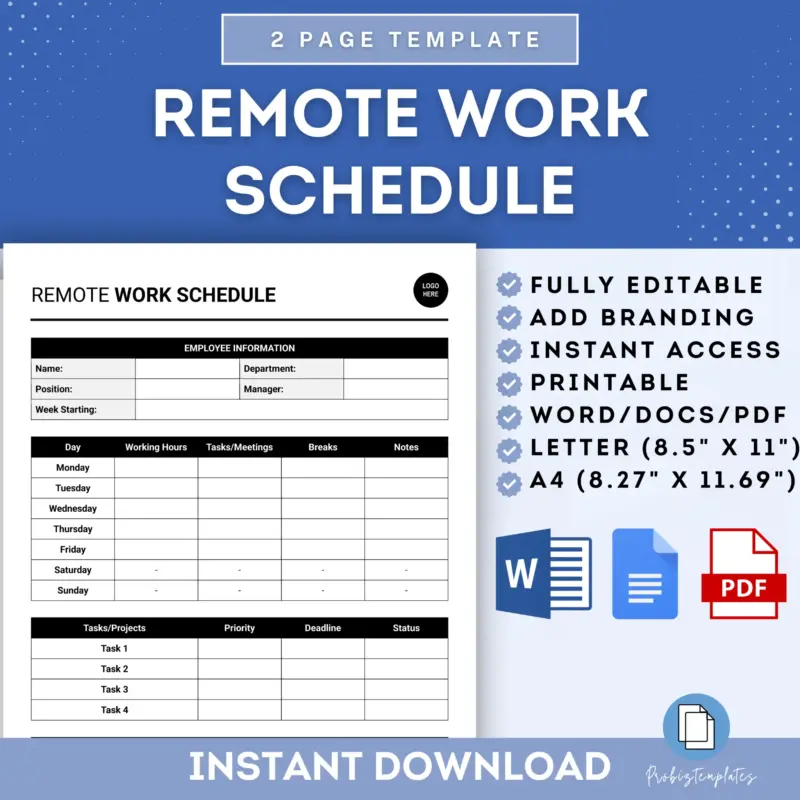 Remote Work Schedule Template