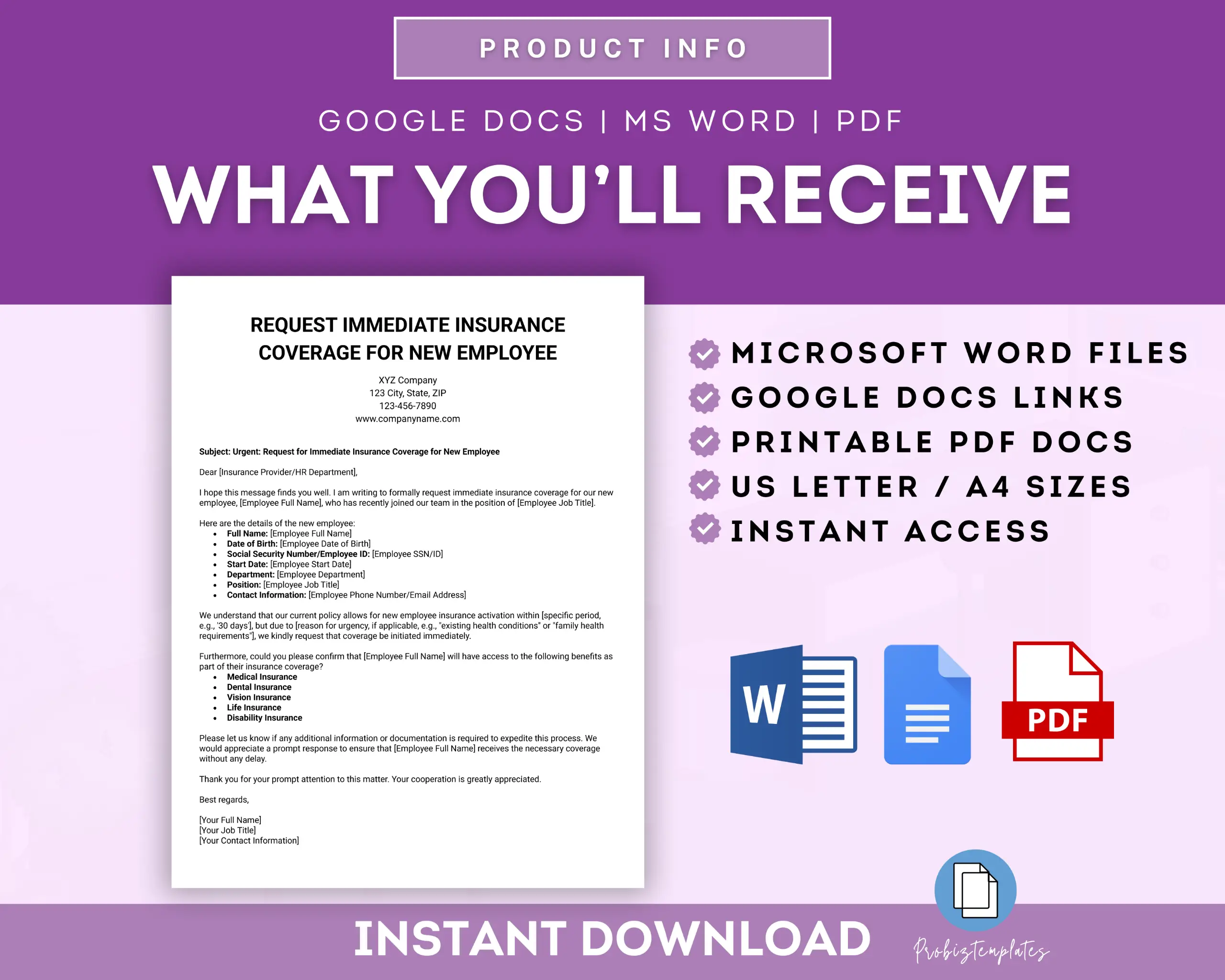 Request Immediate Insurance Coverage for New Employee Letter Template - Image 4