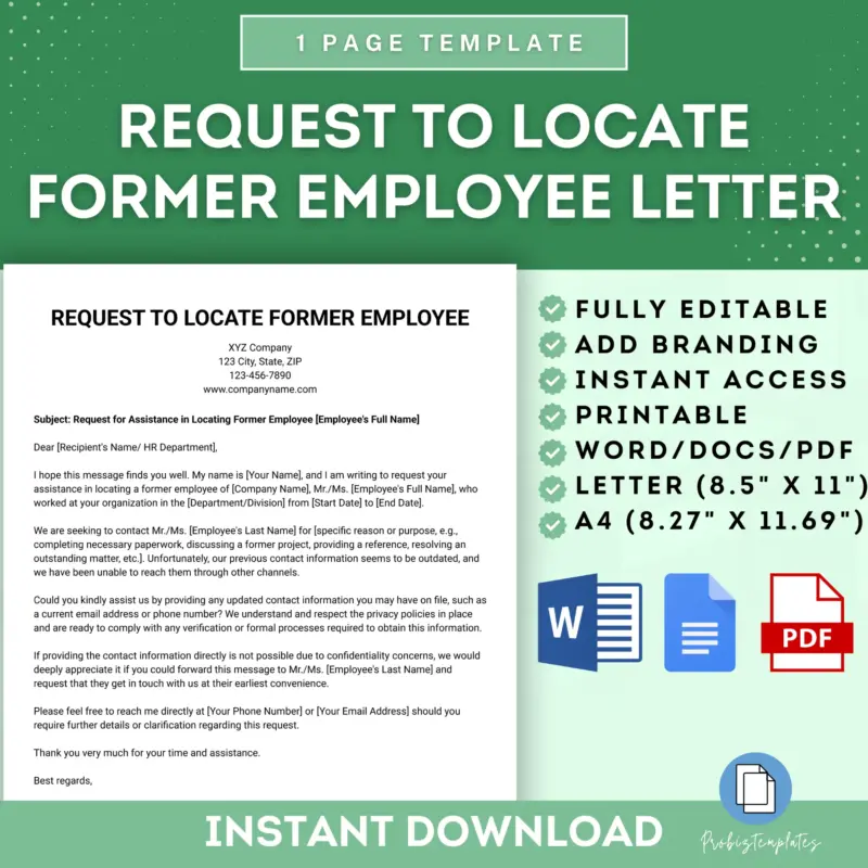 Request To Locate Former Employee Letter Template
