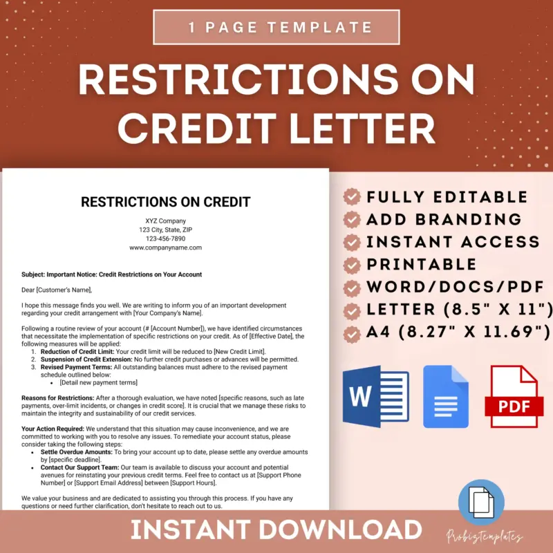 Restrictions On Credit Letter Template