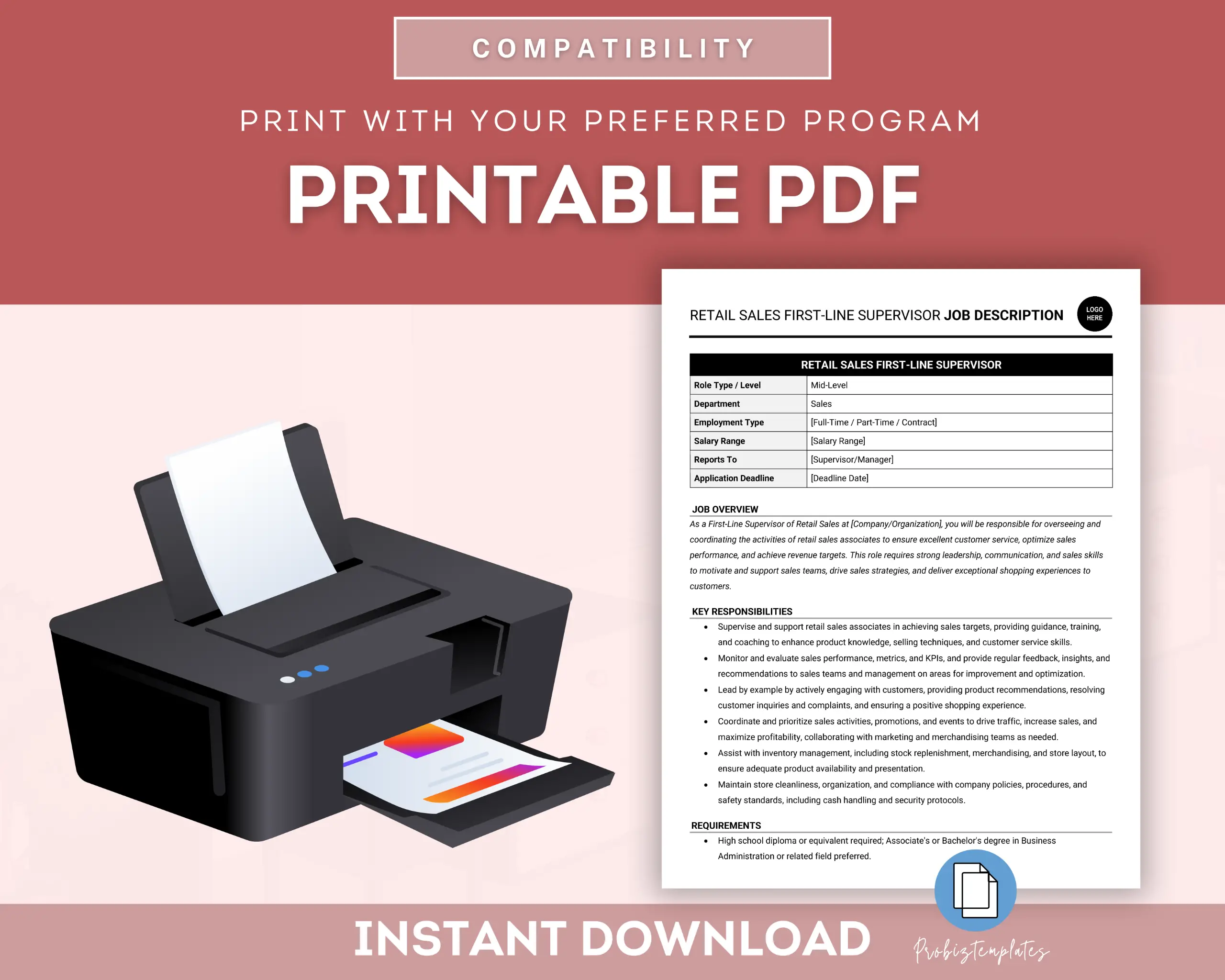 Retail Sales First-Line Supervisor Job Description Template - Image 5
