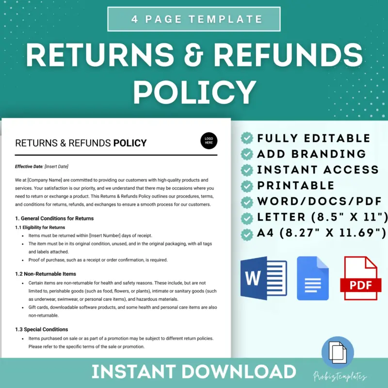 Returns And Refunds Policy Template