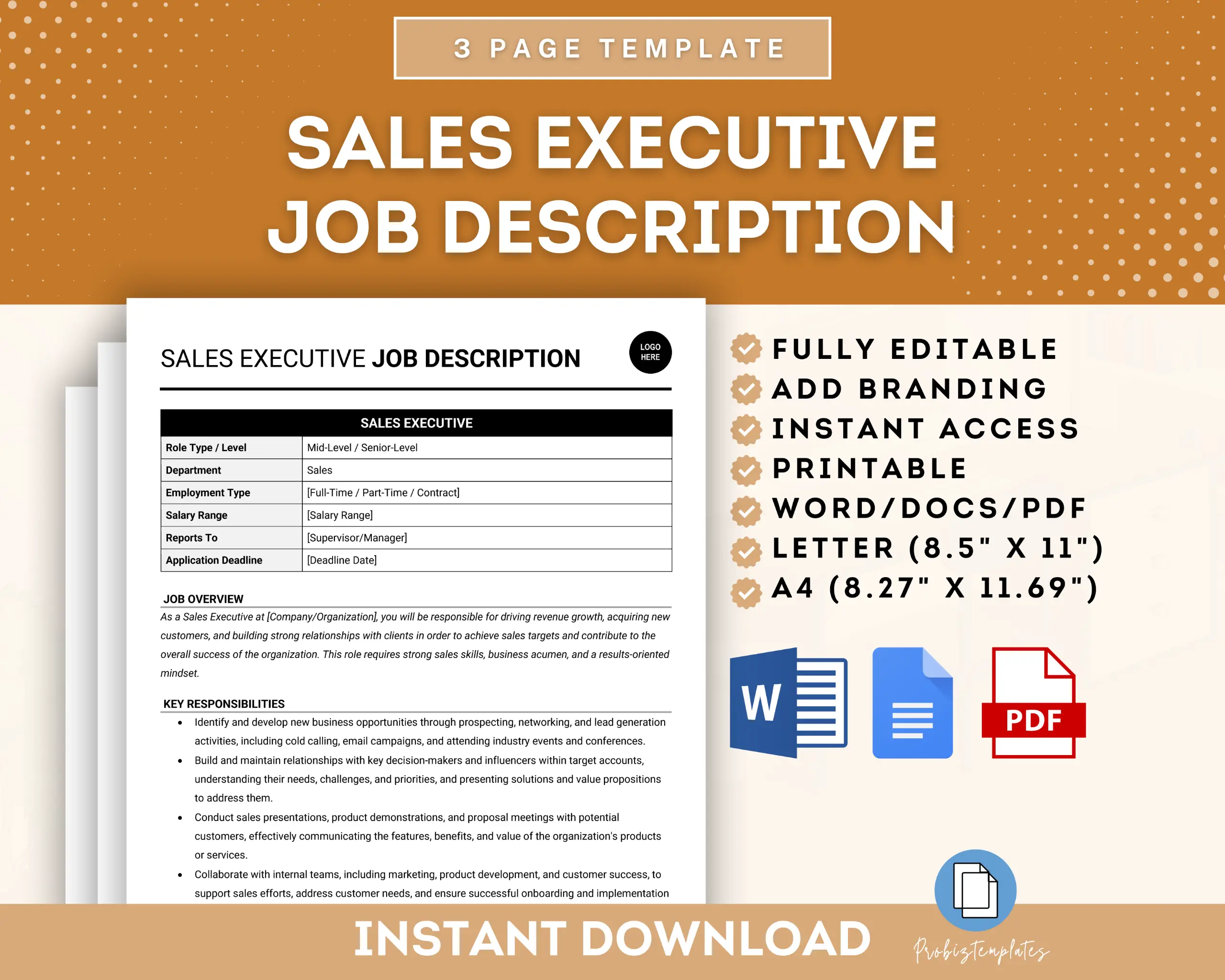 Sales Executive Job Description Template