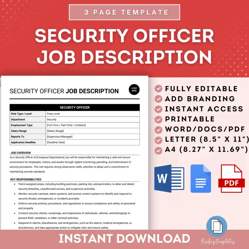 Security Officer Job Description Template