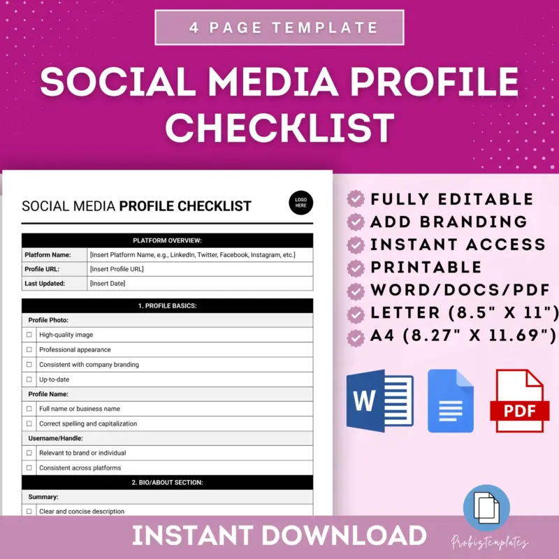 Social Media Profile Checklist
