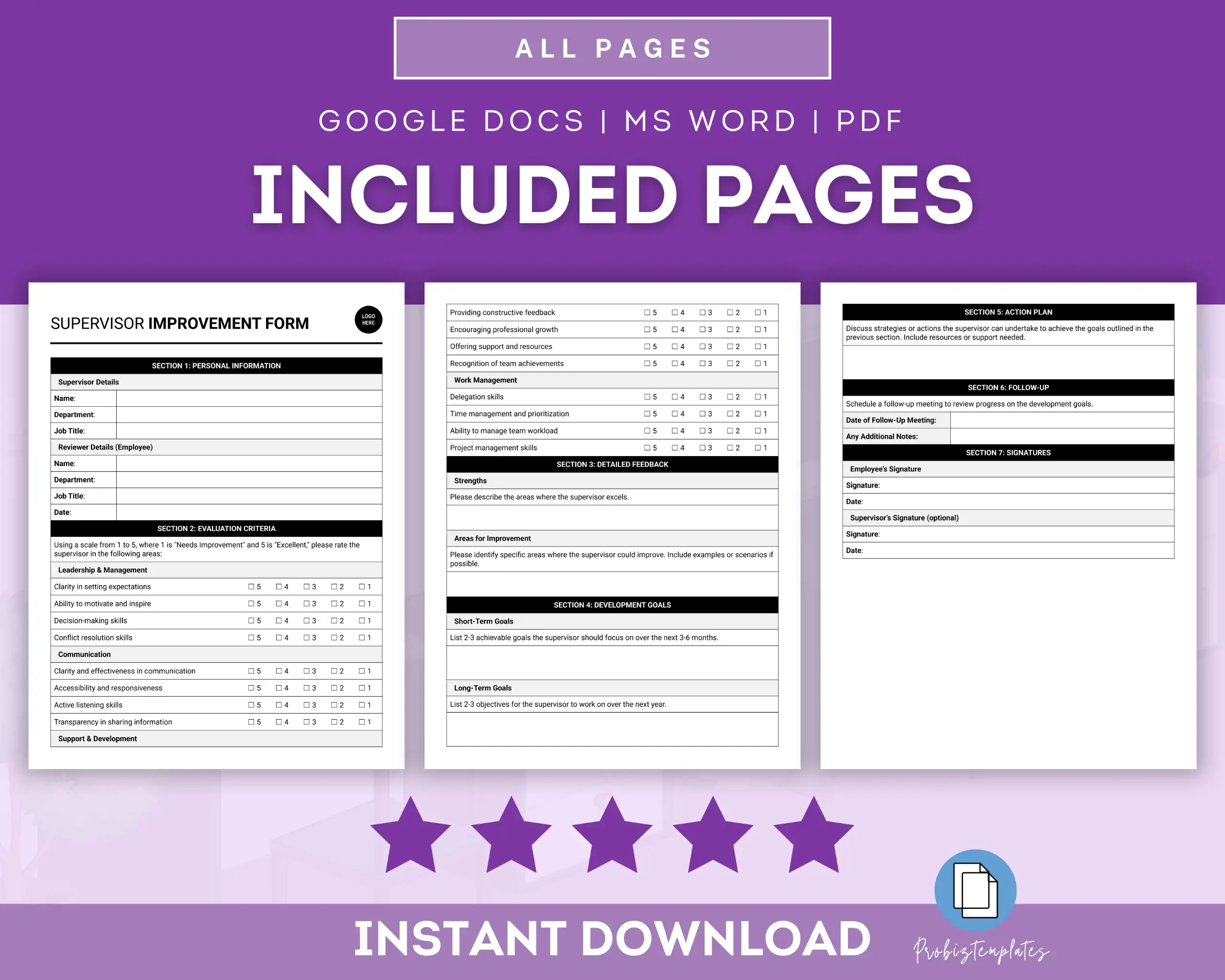 Supervisor Improvement Form Template - Image 2