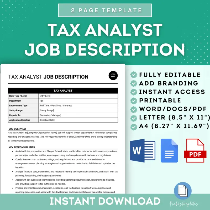 Tax Analyst Job Description Template