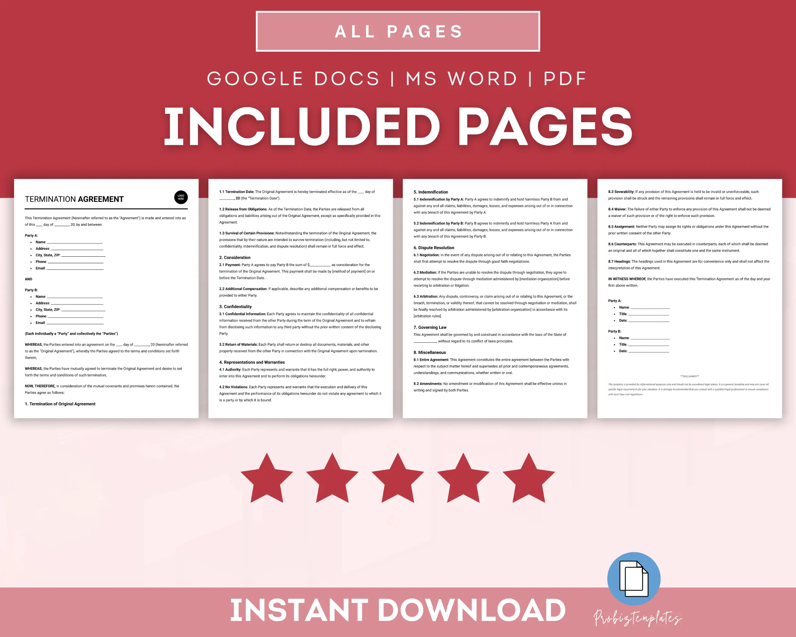 Termination Agreement Template - Image 2