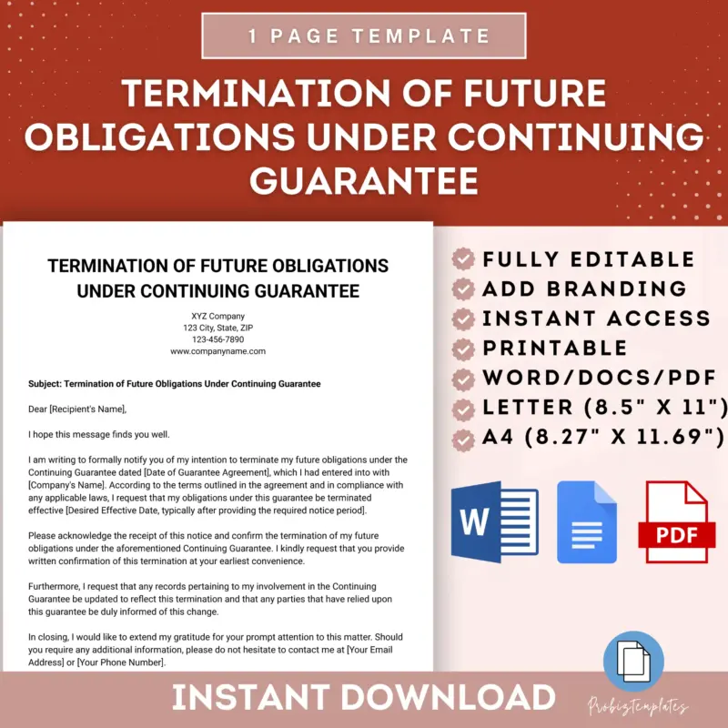 Termination Of Future Obligations Under Continuing Guarantee