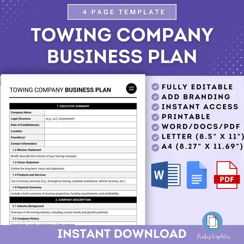 Towing Company Business Plan Template