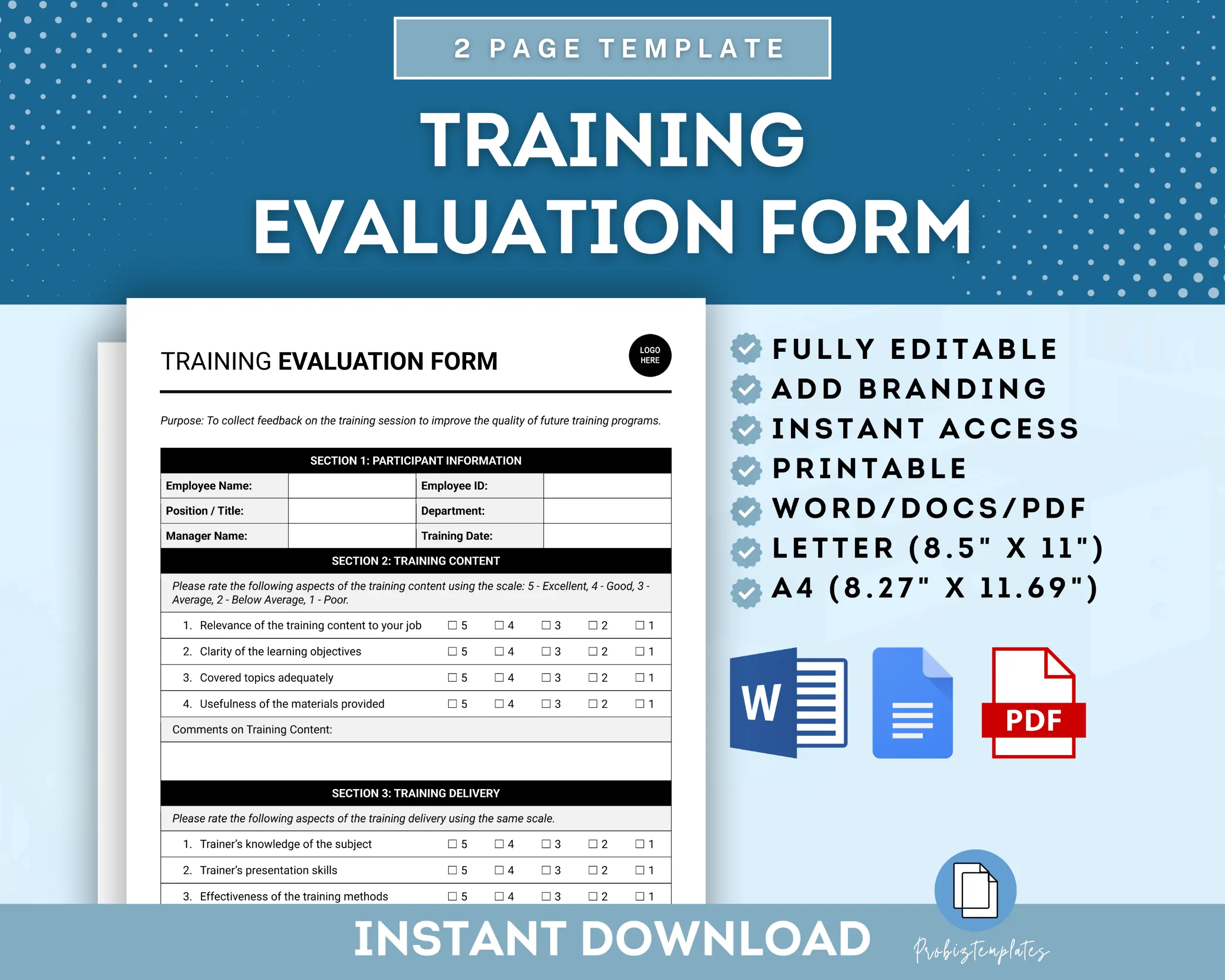Training Evaluation Form Template
