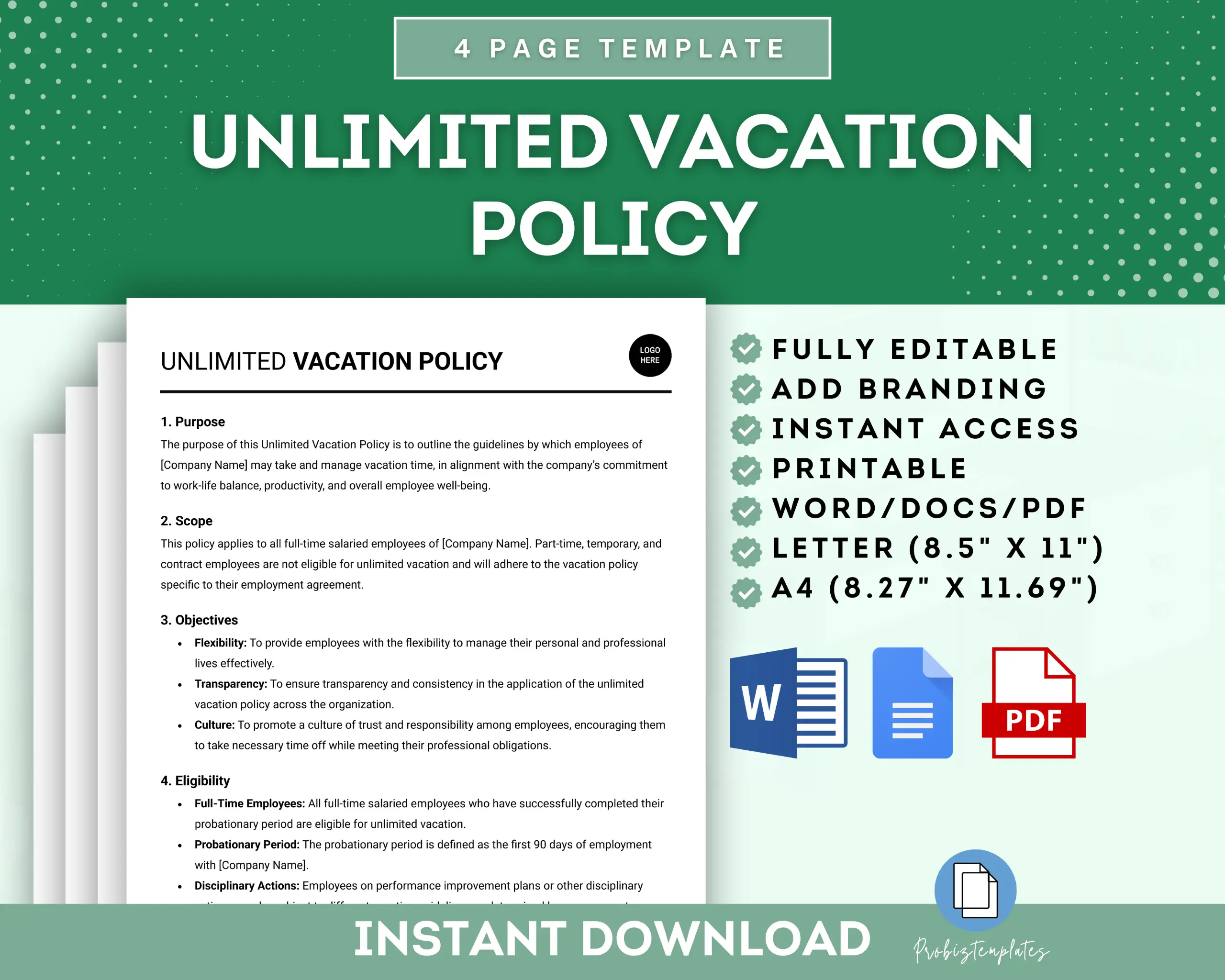 Unlimited Vacation Policy Template