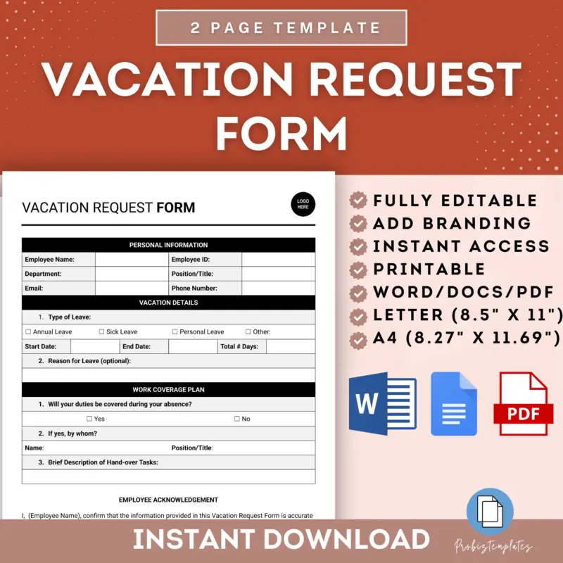 Vacation Request Form Template