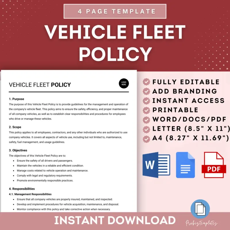 Vehicle Fleet Policy Template