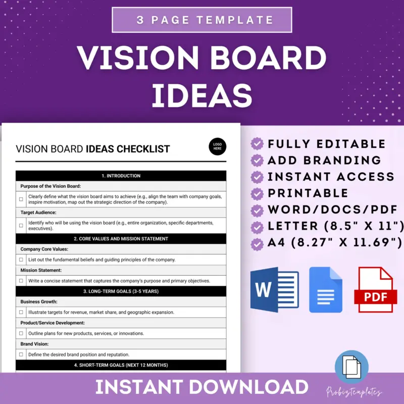 Vision Board Ideas Checklist