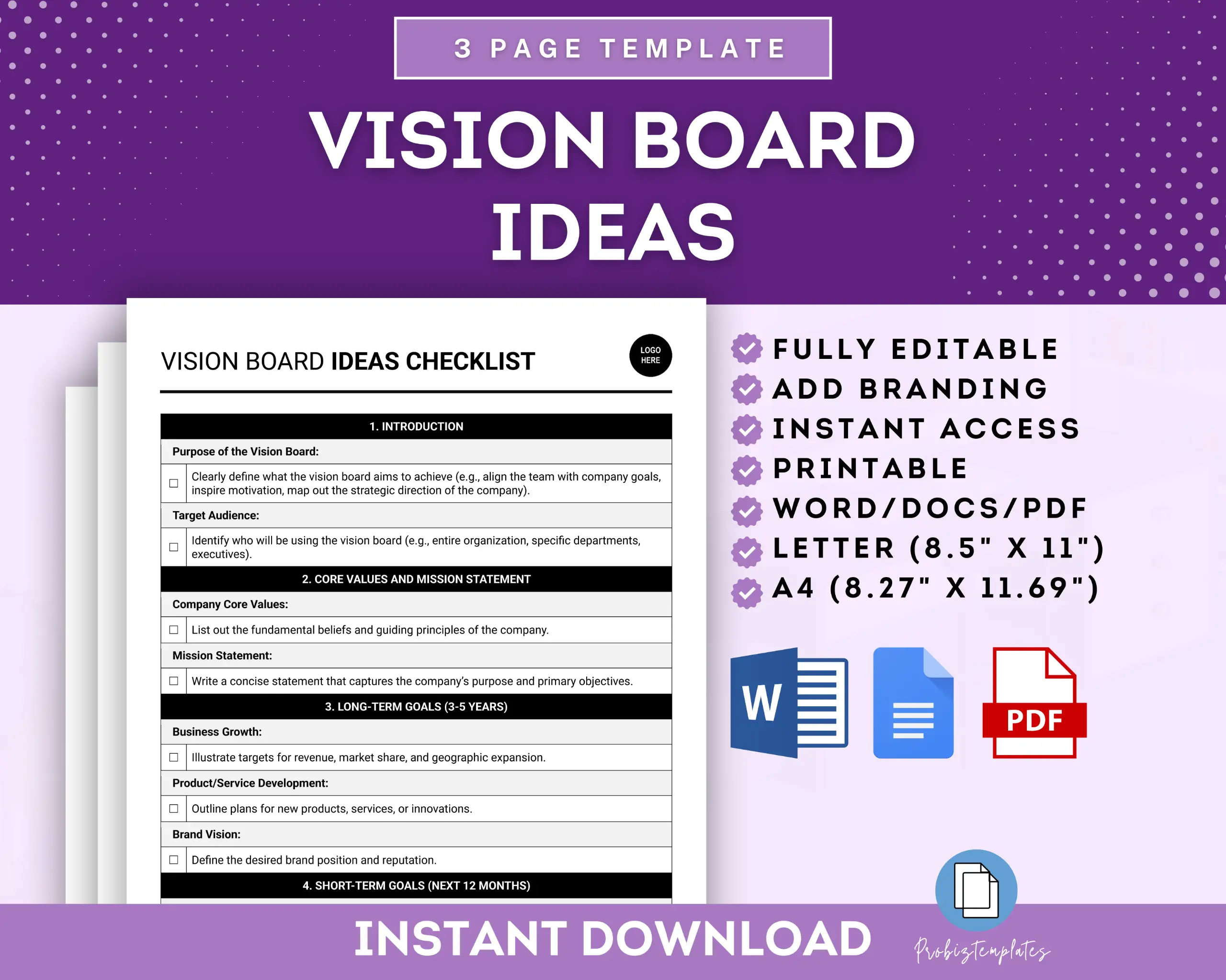 Vision Board Ideas Checklist