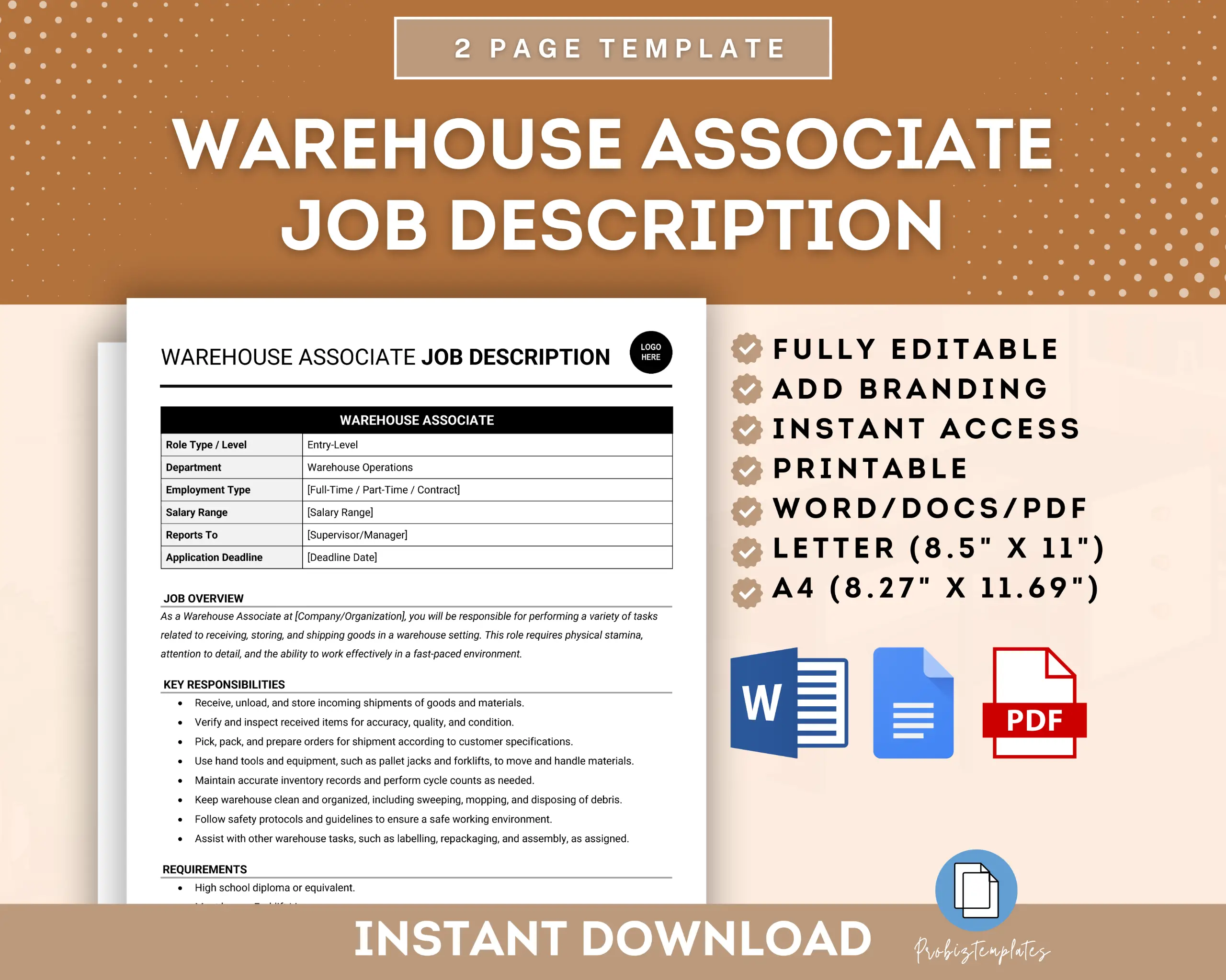 Warehouse Associate Job Description Template