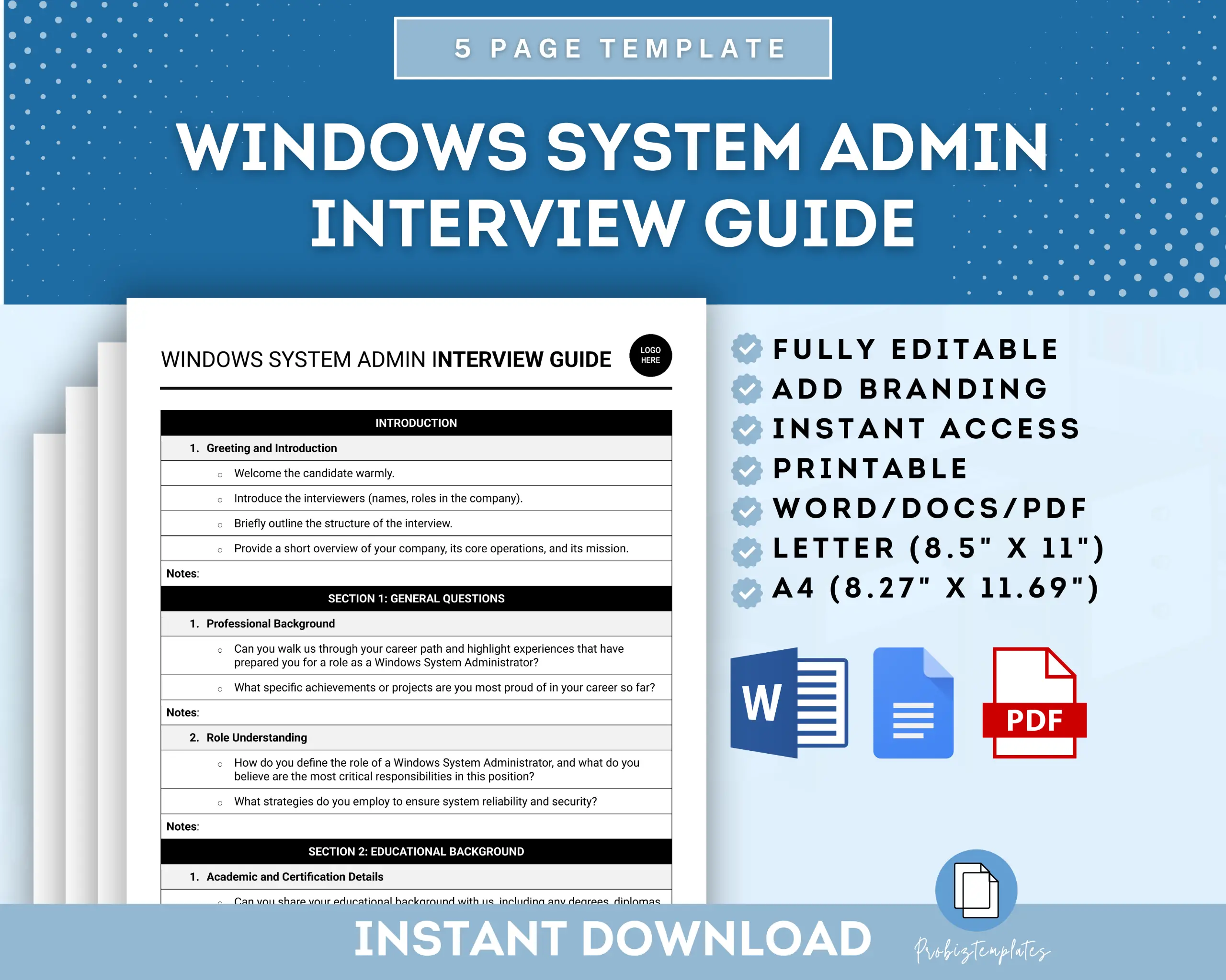 Windows System Administrator Interview Guide Template